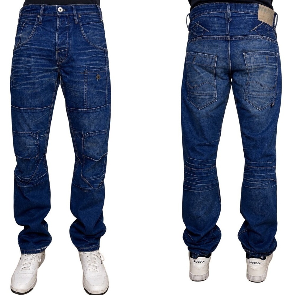 Jack & Jones Euro y2k Anti Fit Blue Denim Jeans Multi Pocket 34x32